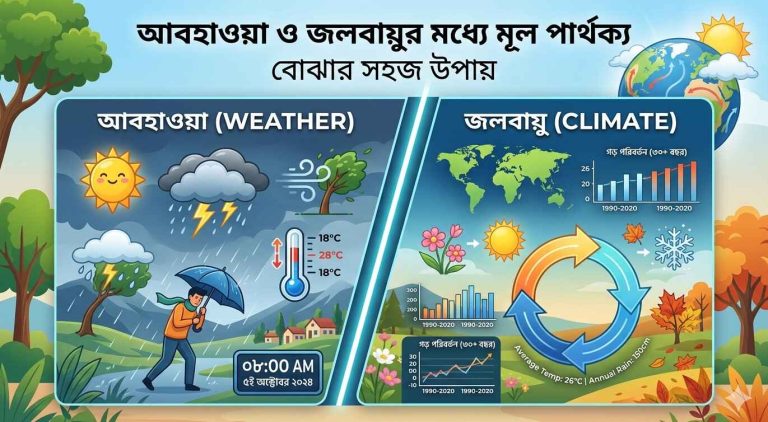 আবহাওয়া ও জলবায়ুর মধ্যে পার্থক্য ১০টি